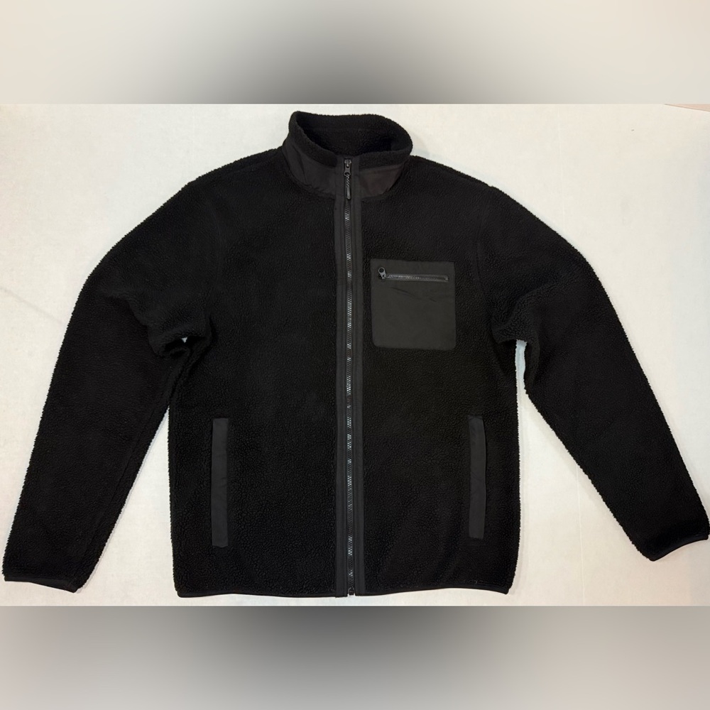 Old Navy Cozy Sherpa Mock Neck Furry Zip Jacket Black Size L - Picture 2 of 11